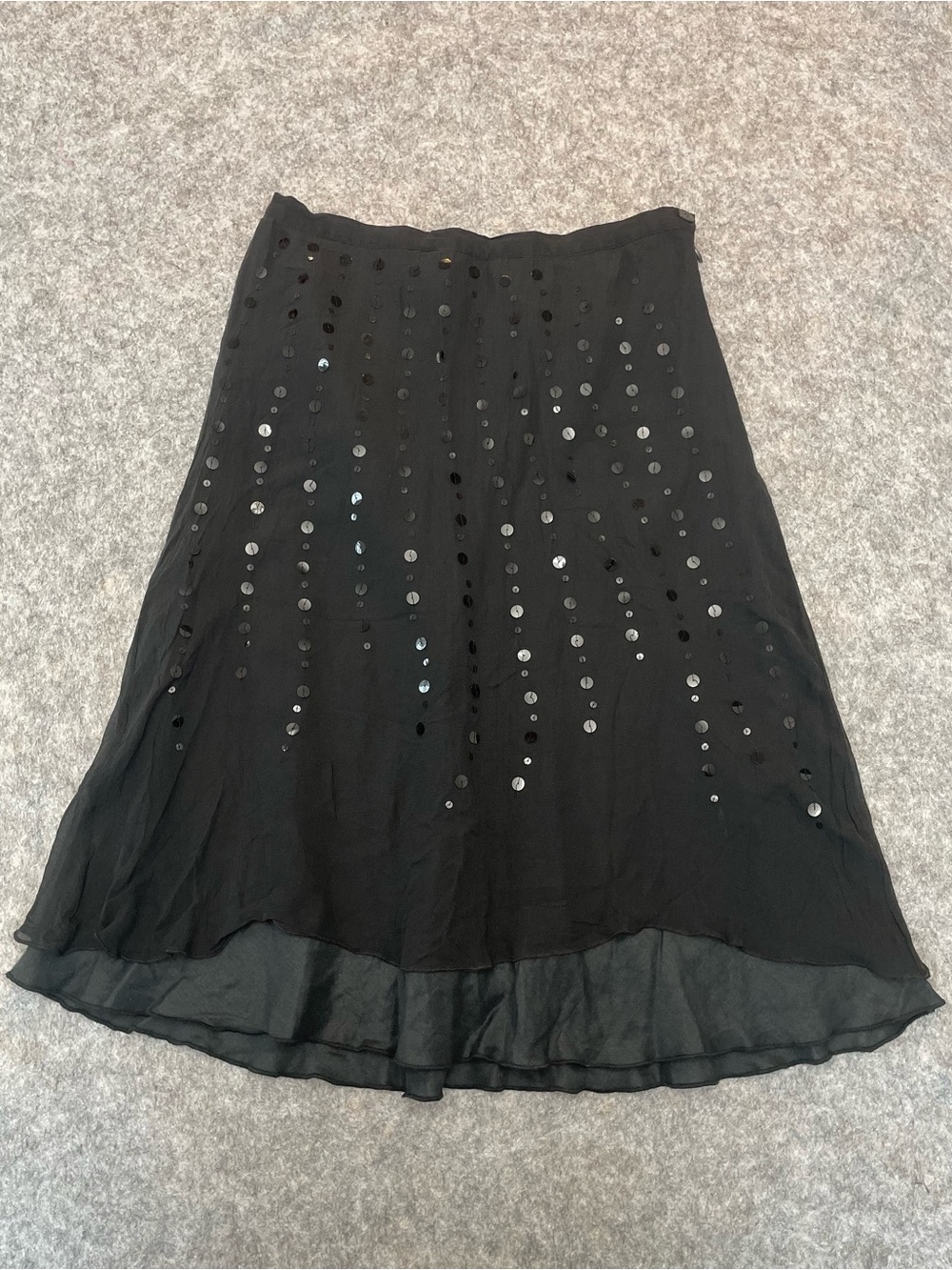 Cocktail Party Silk Sequin Midi Skirt Minimalist Glam Quiet Luxury Size8 Y2K